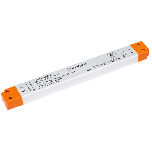 Блок питания ARV-SN12045-SLIM-PFC-C (12V, 3.75A, 45W) (Arlight, IP20 Пластик, 3 года)