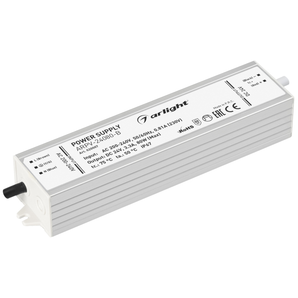 Блок питания ARPV-24080-B (24V, 3.3A, 80W) (Arlight, IP67 Металл, 3 года)