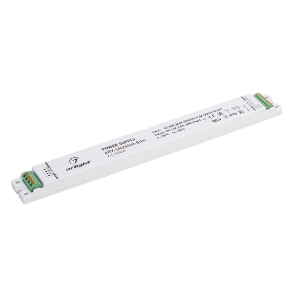 Блок питания ARV-SN24060-Slim (24V, 2.5A, 60W, 0-10V, PFC) (Arlight, IP20 Пластик, 3 года)