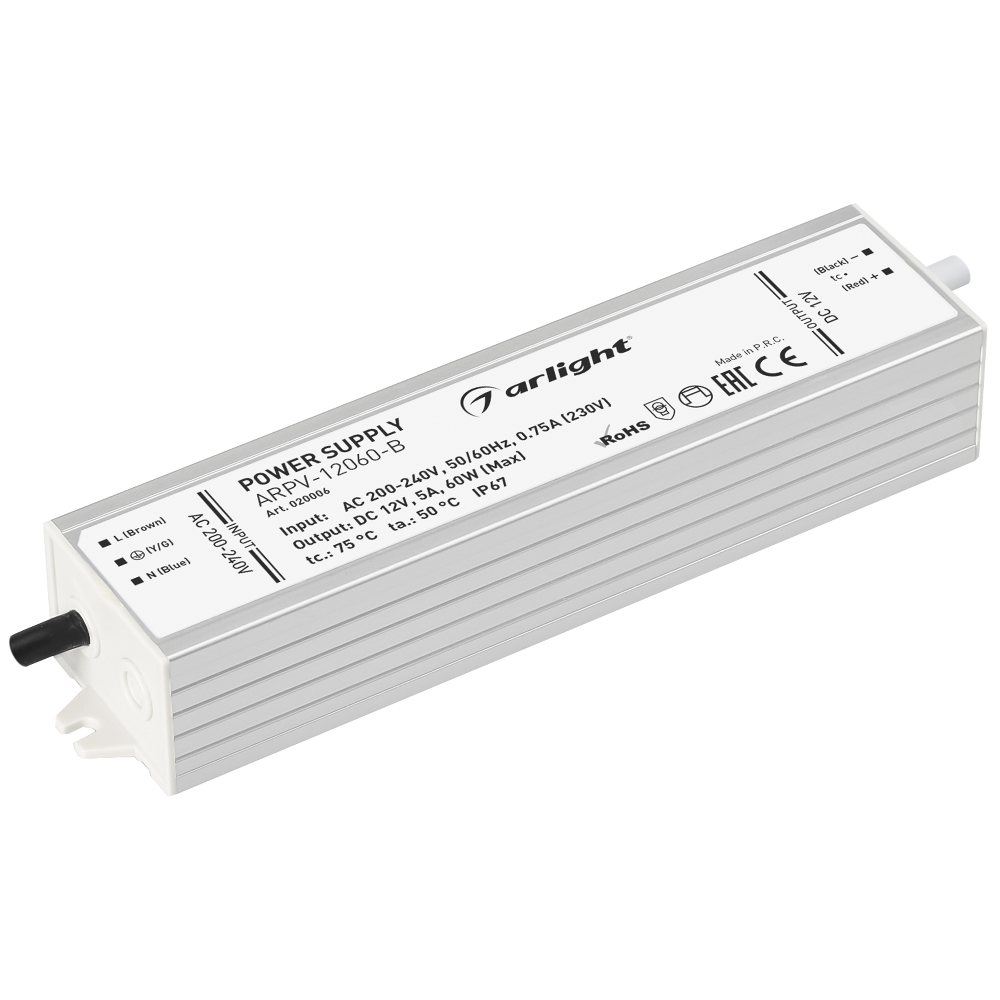 Блок питания ARPV-12060-B (12V, 5.0A, 60W) (Arlight, IP67 Металл)