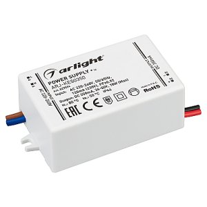 Блок питания ARJ-KE50350 (18W, 350mA, PFC) (Arlight, IP44 Пластик, 5 лет)