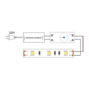 Сенсорный выключатель ленты для зеркал 12V/24V 96W/192W 8A